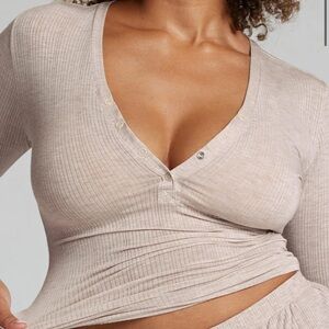 NWT Negative Underwear Whipped Henley Top • Sand • Size S